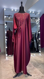 One Side Farasha Abaya Set with Hijab - Maroon