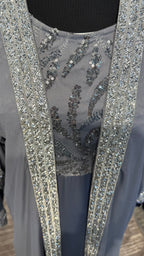 2 in 1 Abaya Set with Hijab – Gray