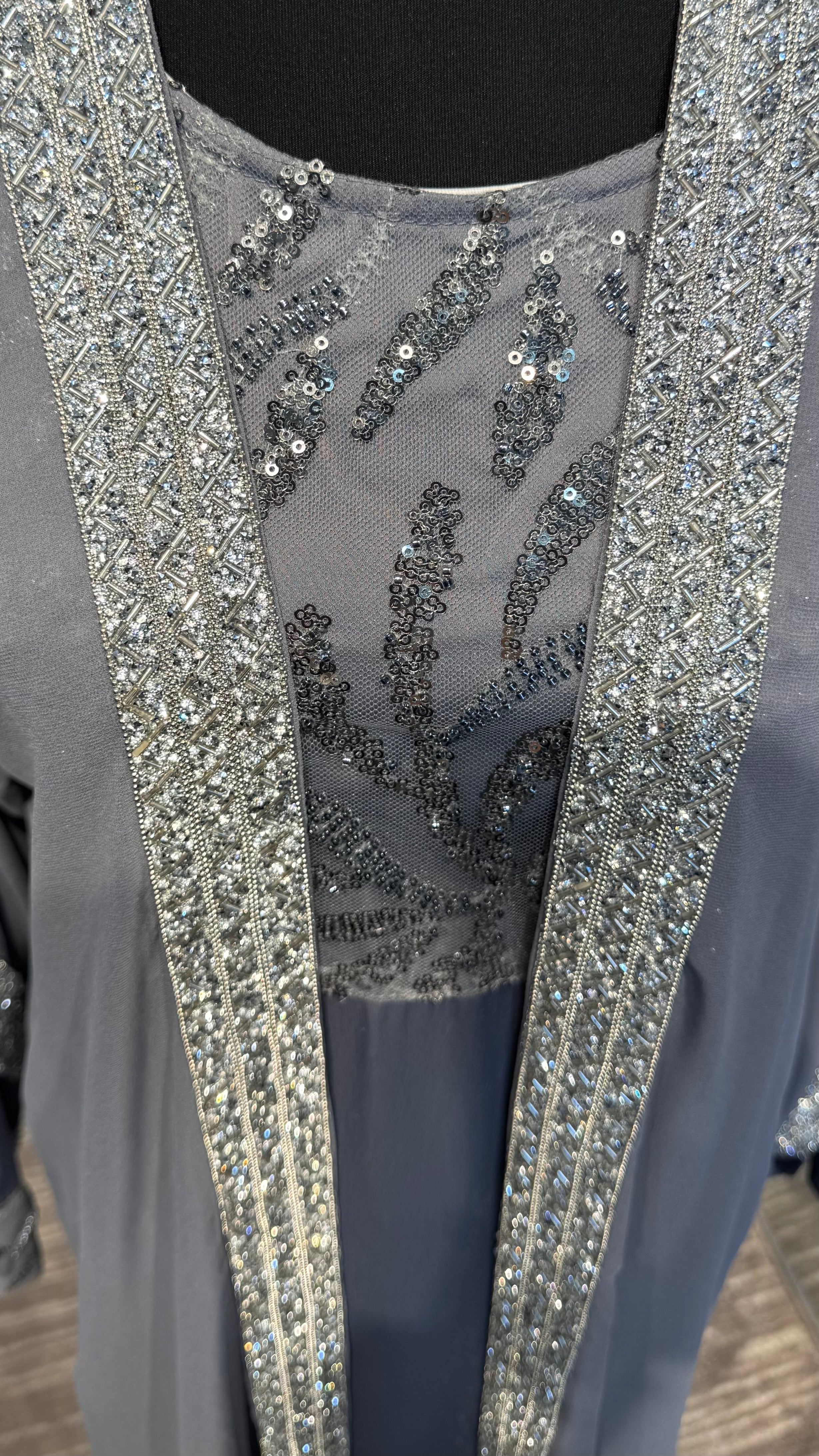 2 in 1 Abaya Set with Hijab – Gray