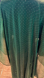 Cape Style Abaya Set with Hijab – Nida & Organza -Emerald Green