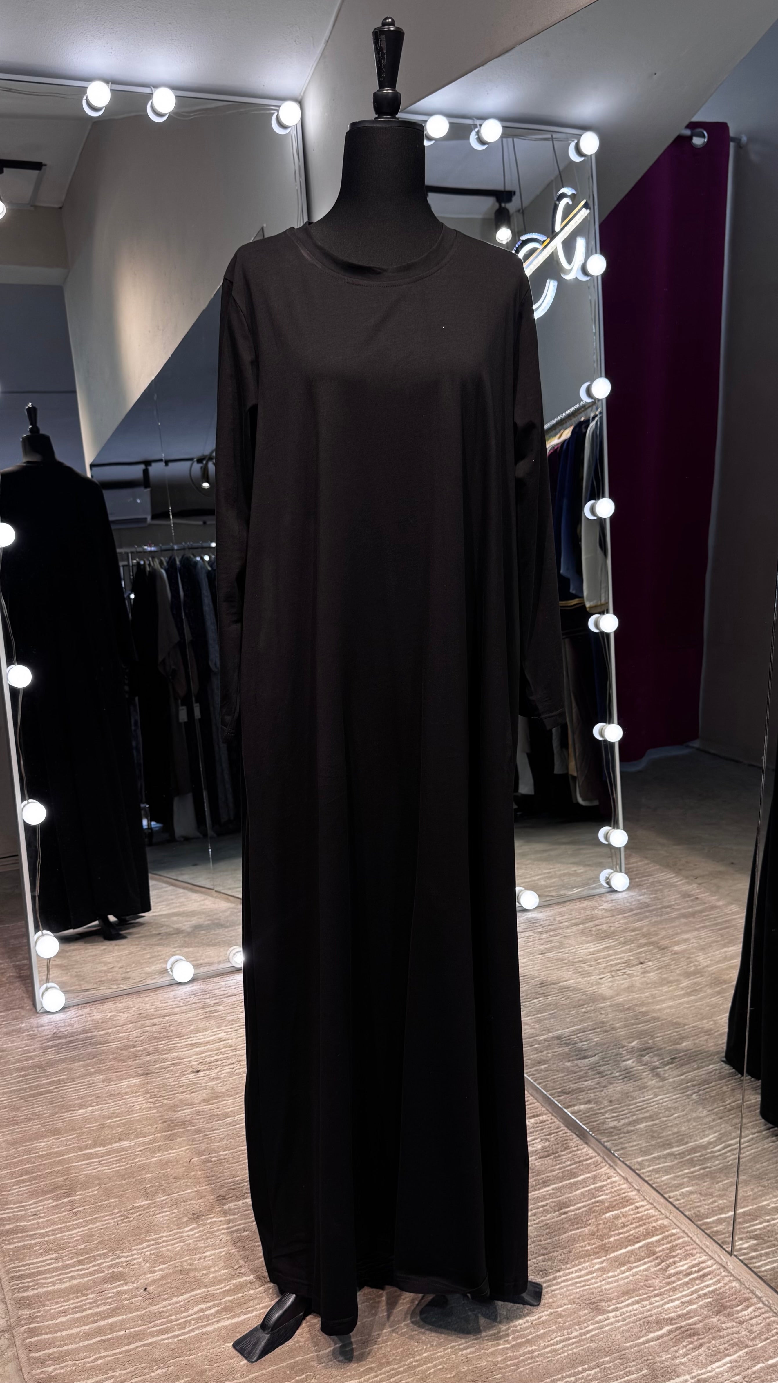 Plain Cotton Dress – Black