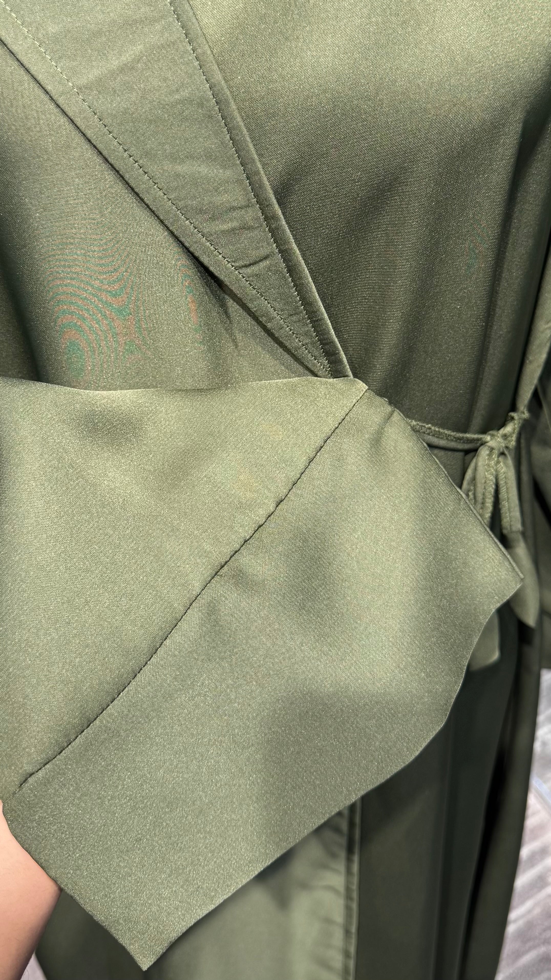 Wrap Envelope Abaya Robe- Olive green