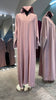 Baby Pink Nida Abaya with Kuffiyah Embroidered Sleeves