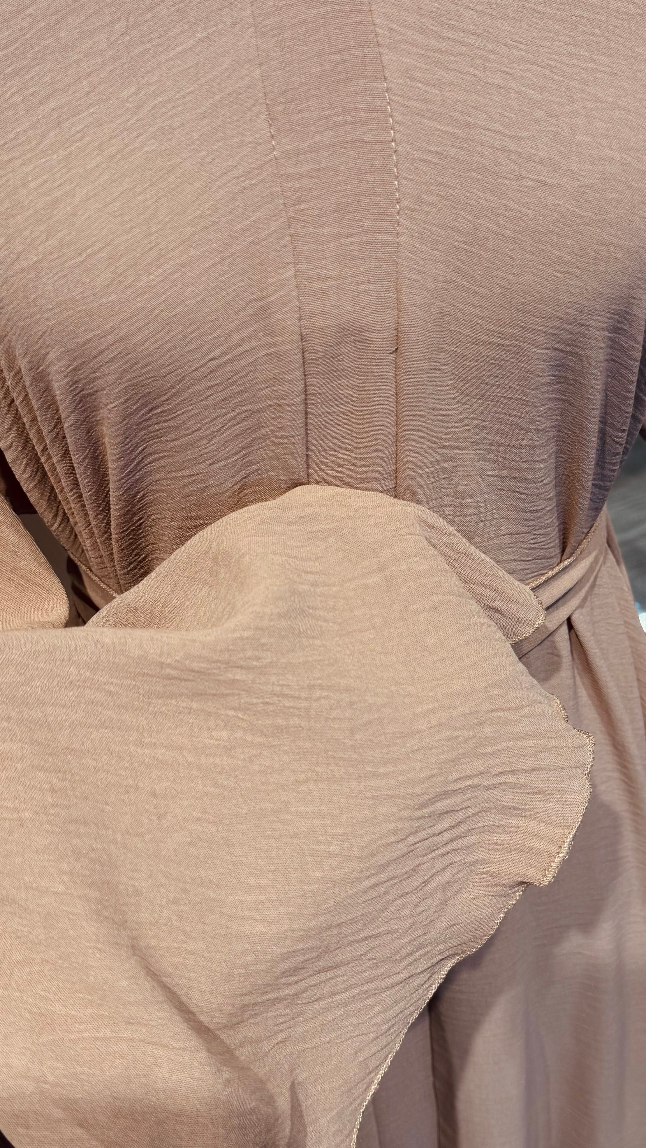 Umbrella Cut Abaya 3 pcs Set- Nude