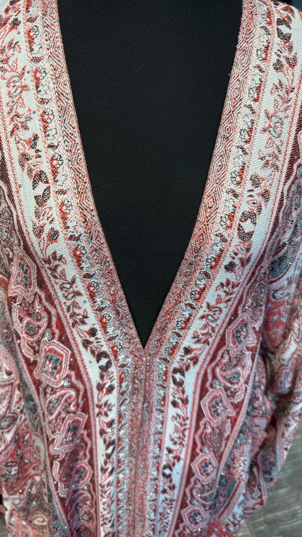 Pashmina Robe with Hijab – 2 Piece- Red-Orange