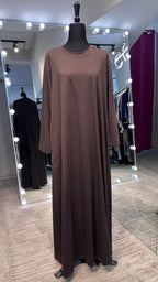 Plain Cotton Dress – Dark Brown