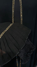 Farasha Pleated Sleeve 3 Pcs Set- Black