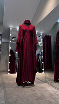 Velvet Farasha with Hijab – 2 Piece- Maroon