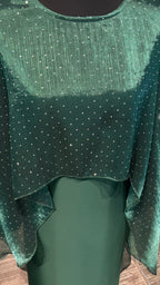 Cape Style Abaya Set with Hijab – Nida & Organza -Emerald Green