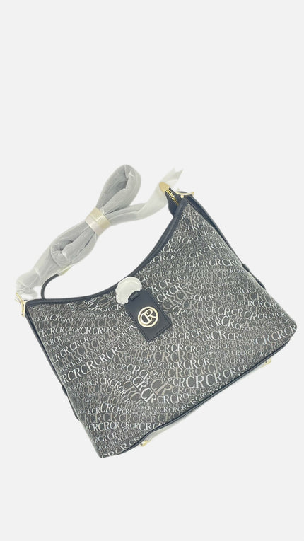 CanarLisa Shoulder Bag Gray Black with CanarLisa Print