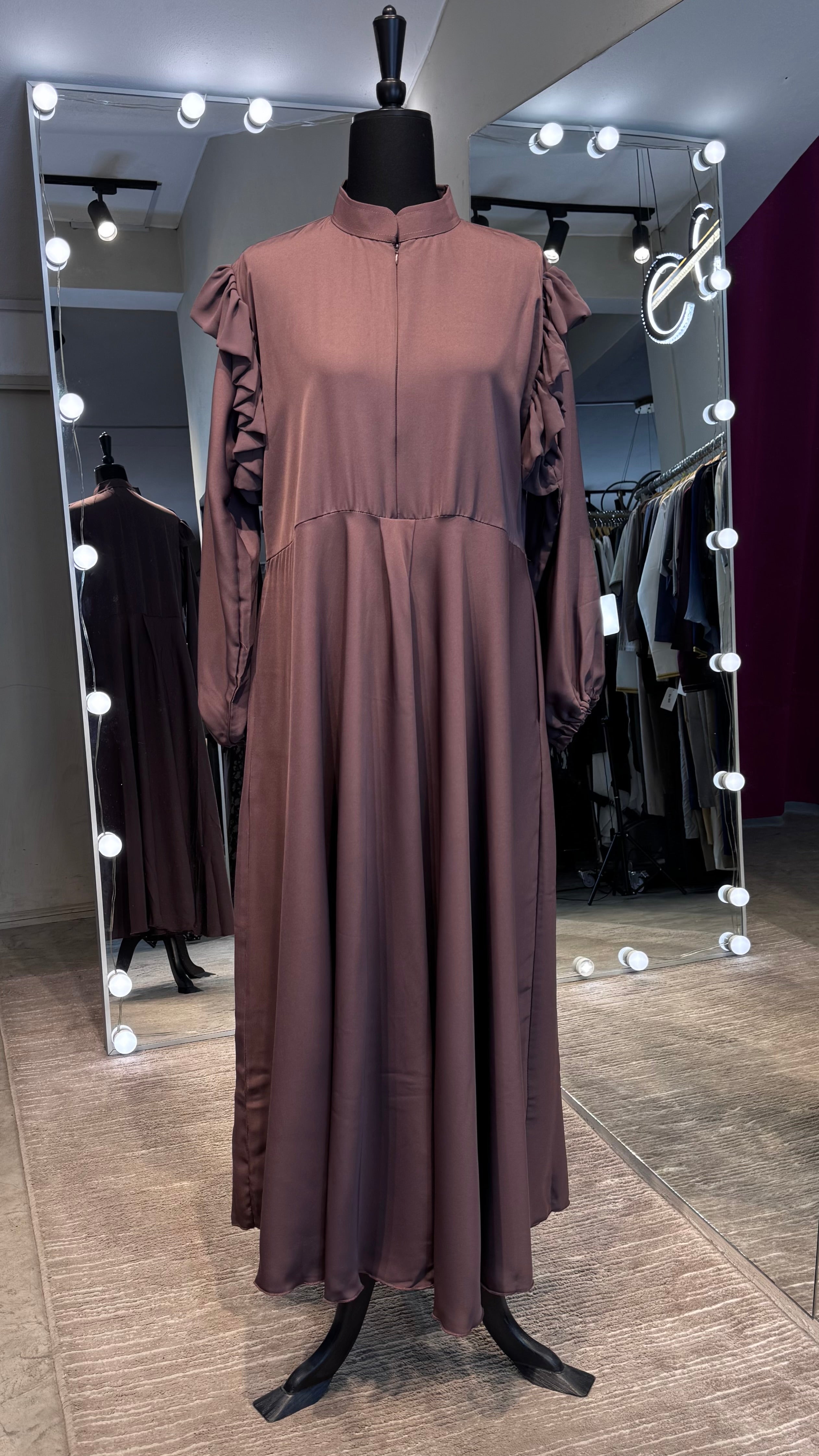Turtle neck Umbrella Abaya-Dusty Purple
