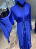 Royal Blue A-Line Premium Nida & Chiffon combination Abaya Dress