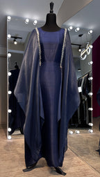 Slip Organza Farasha Abaya with Hijab – 2 Piece Navy Blue