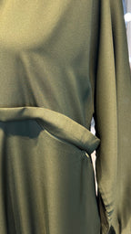 Zipper Umbrella Abaya- Army Green