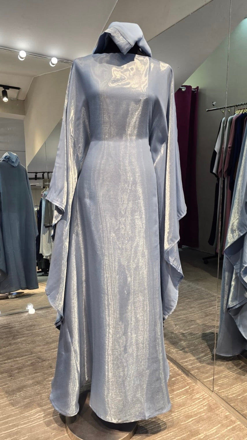 Trendy Sky Blue Organza Butterfly / Farasha Abaya