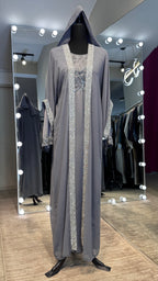 2 in 1 Abaya Set with Hijab – Gray