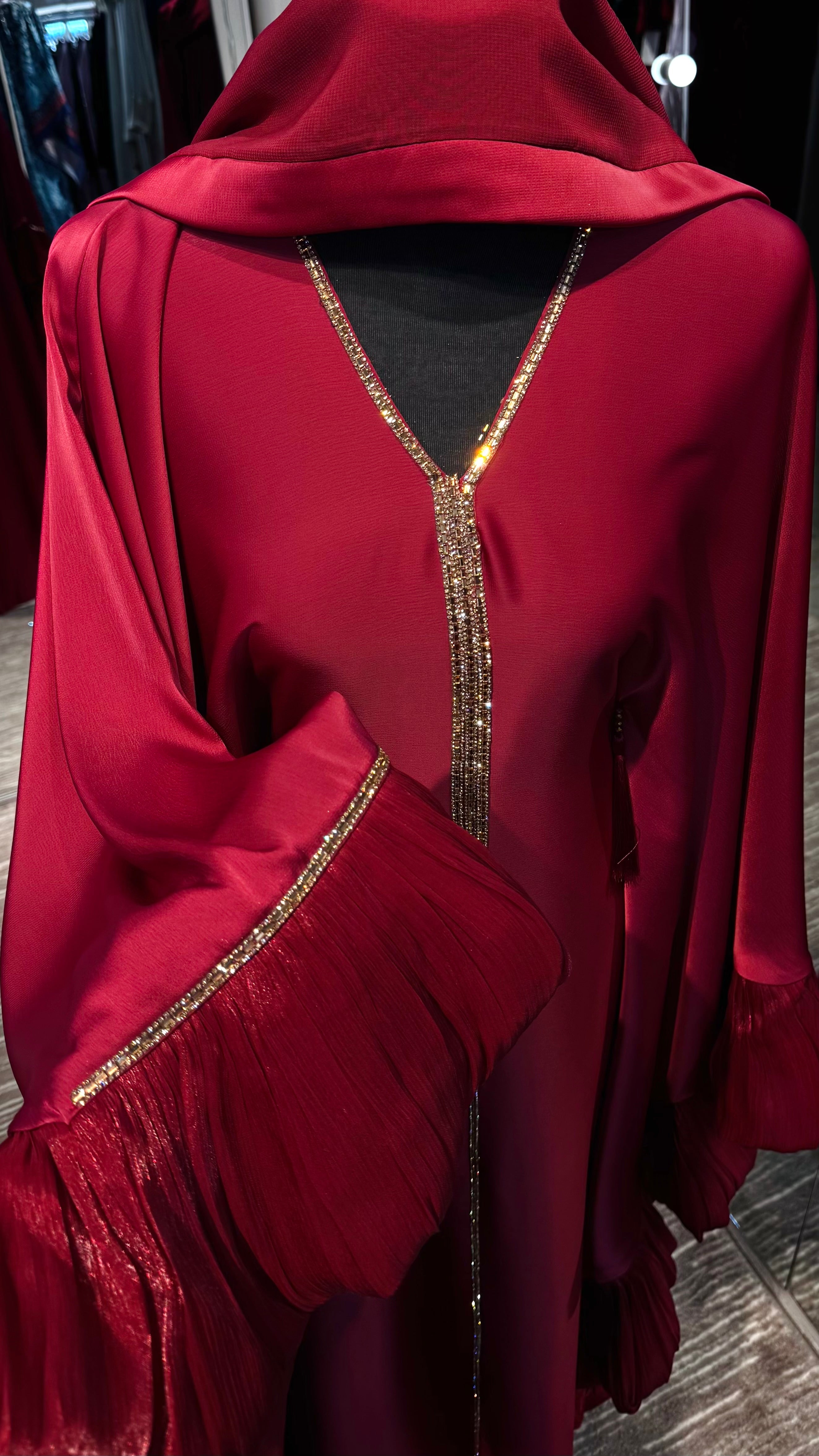 Grenadine Luxurious Nida Farasha Abaya Dress with Pleated Organza accent