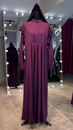 Turtle neck Umbrella Abaya- Aubergine