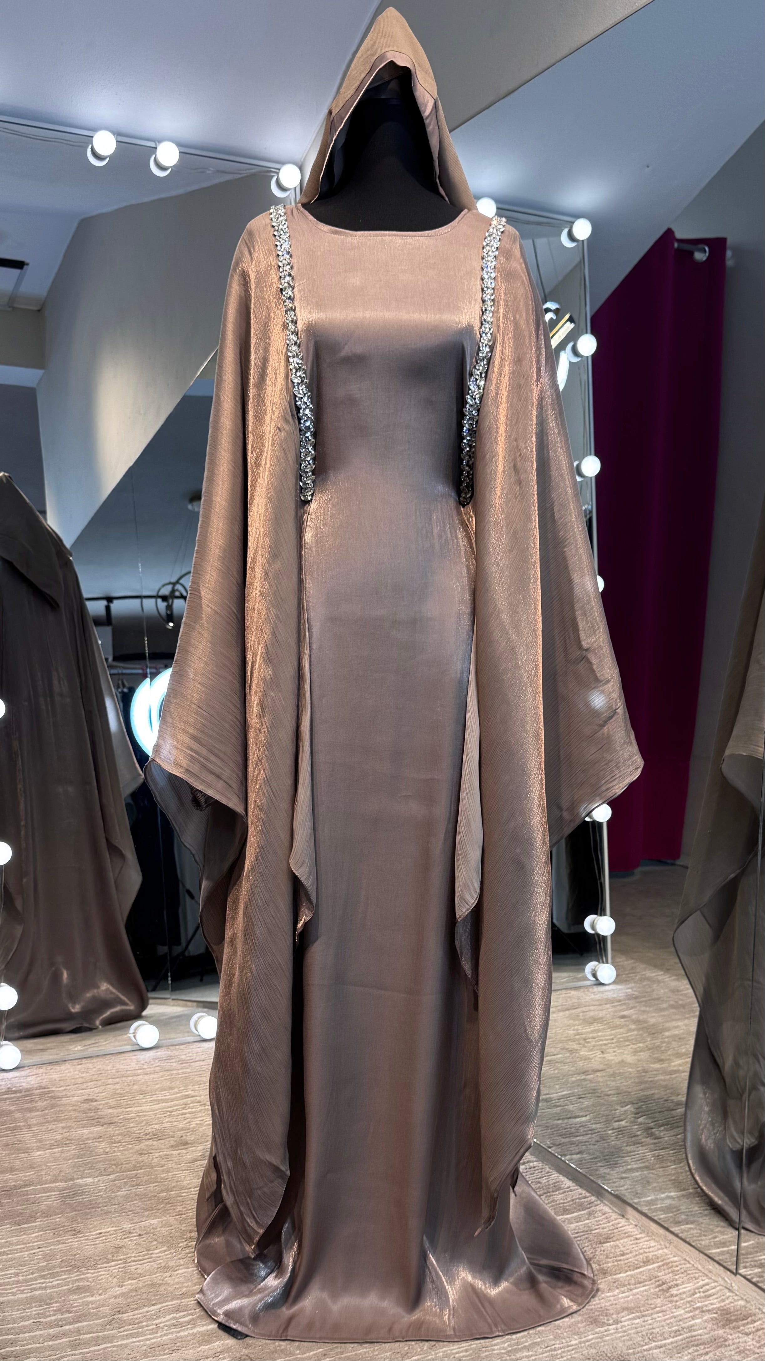 Slip Organza Farasha with Hijab – 2 Piece Taupe