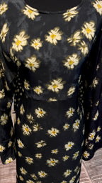 Chiffon Printed Casual Abaya Dress with Chiffon Hijab – 2 Piece - Black