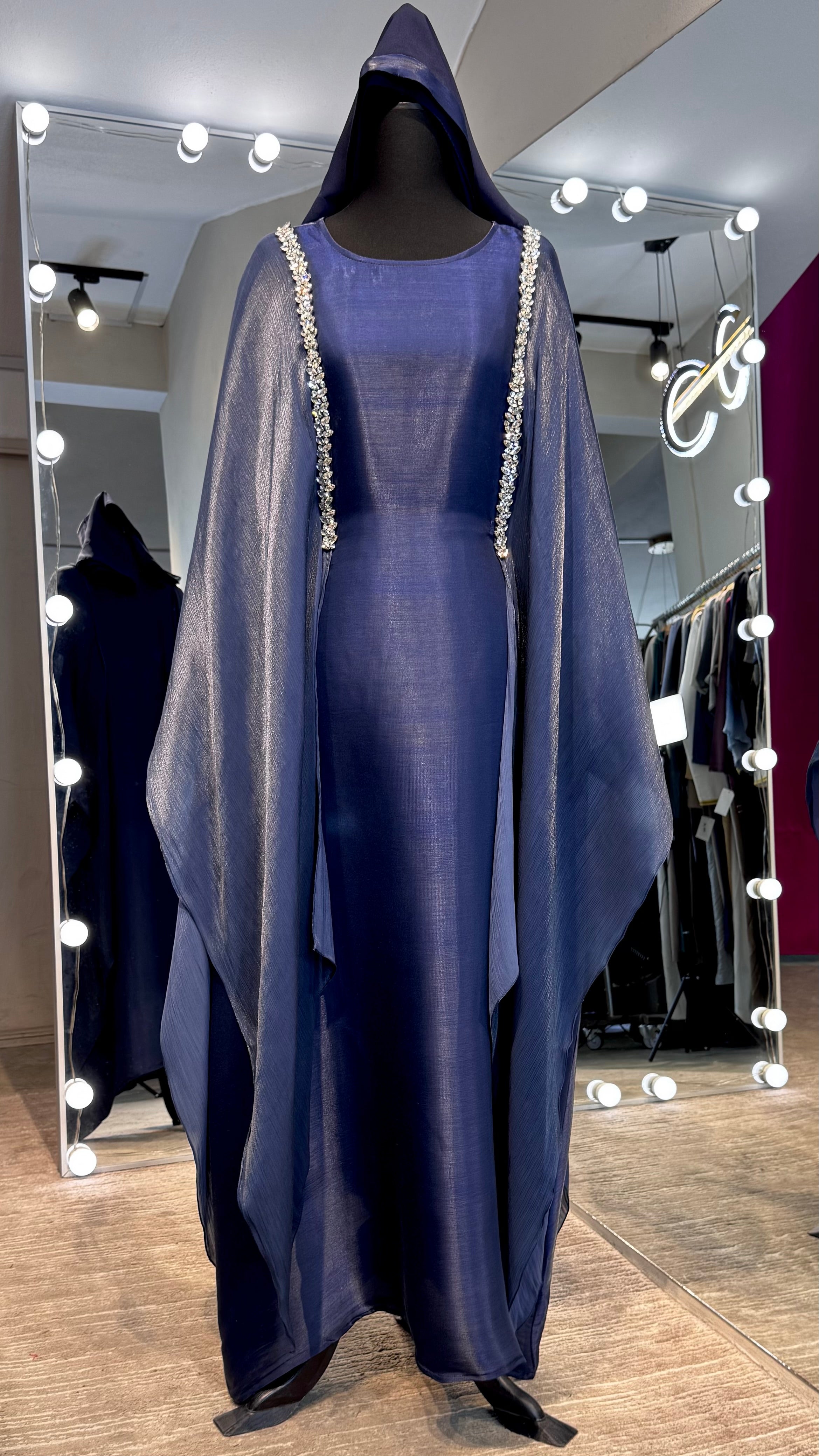 Slip Organza Farasha with Hijab – 2 Piece Navy Blue