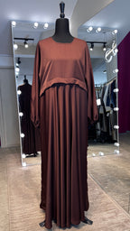 Zipper Umbrella Abaya- Reddish Brown