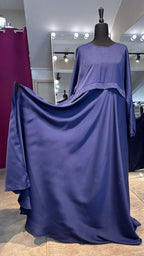 Zipper Umbrella Abaya- Navy Blue
