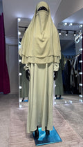 2-layers chiffon khimar Set-Light Green