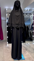 2-layers chiffon khimar Set- Black