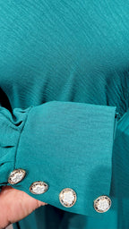 Umbrella Cut Abaya Button Sleeve- Green