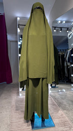 CY Crushed khimar Set-Olive Green