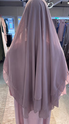 2-layers chiffon khimar Set- Pink