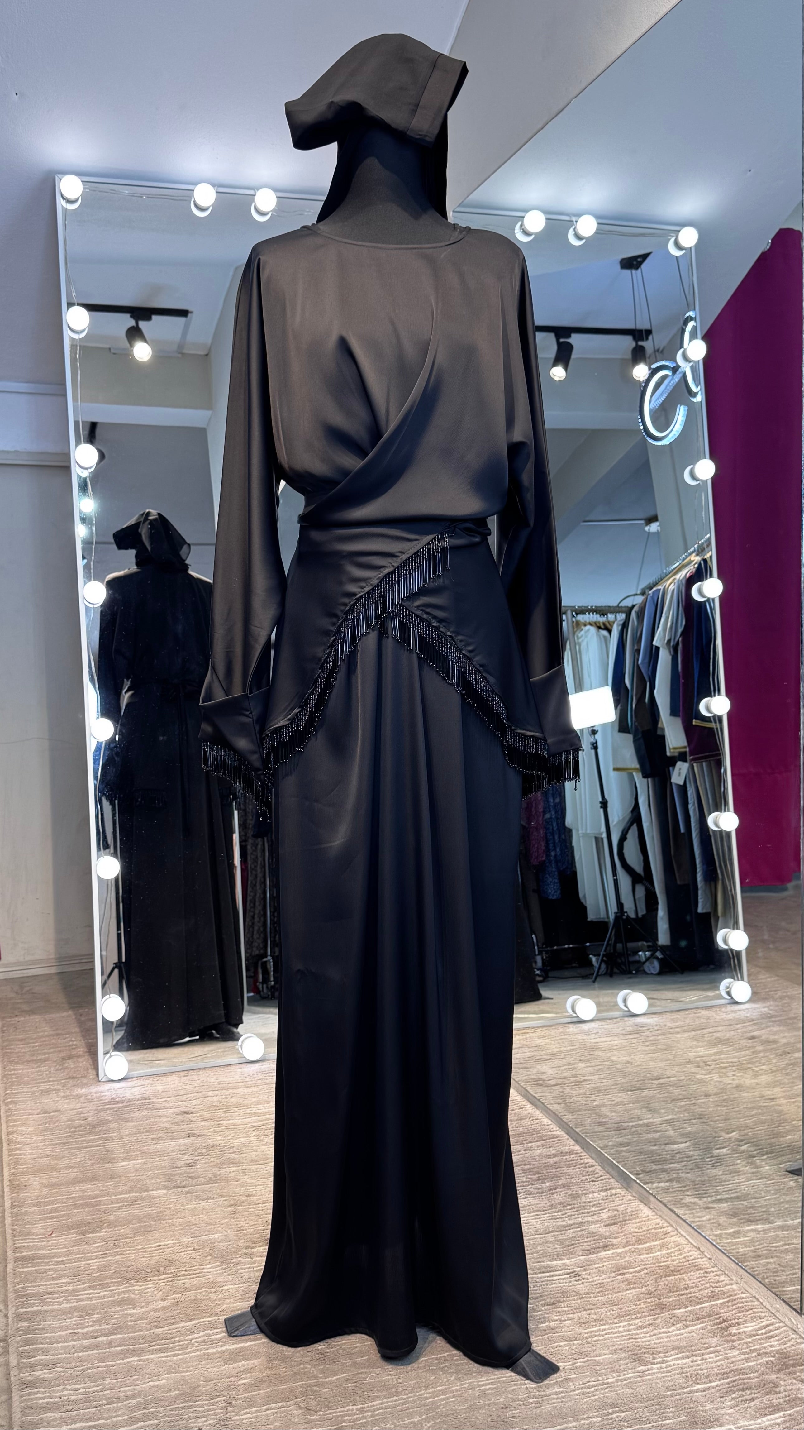 Wrap Abaya Set with Hijab – 3 Piece Modest Outfit for Women | Silky Zoom Fabric - Black