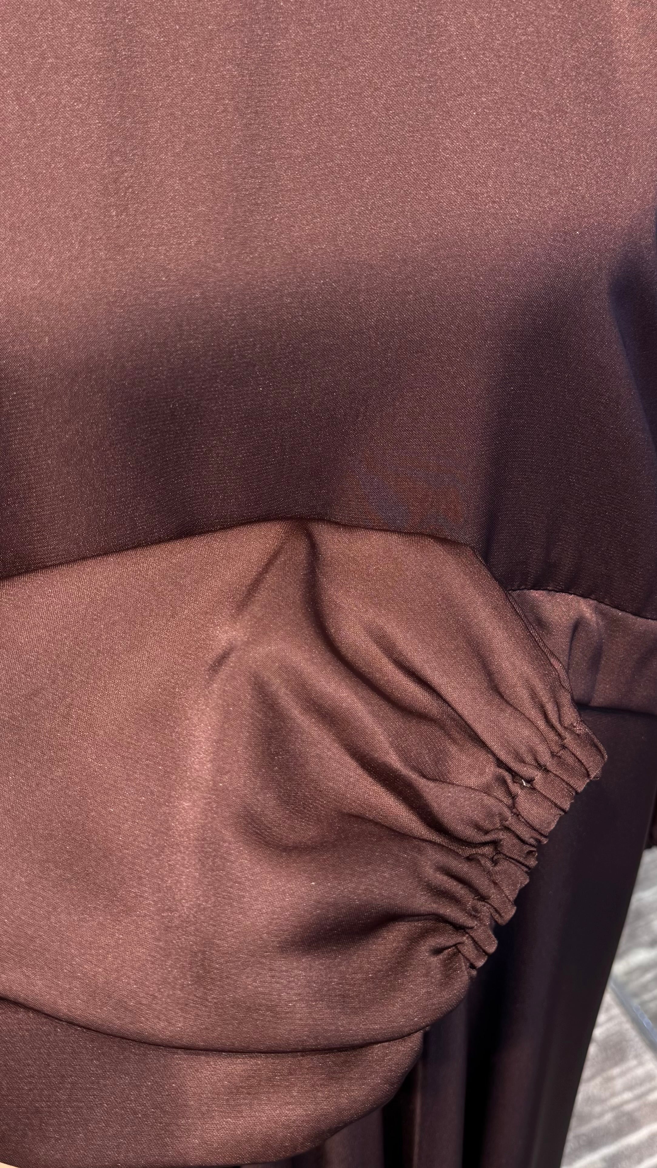 Zipper Umbrella Abaya- Reddish Brown