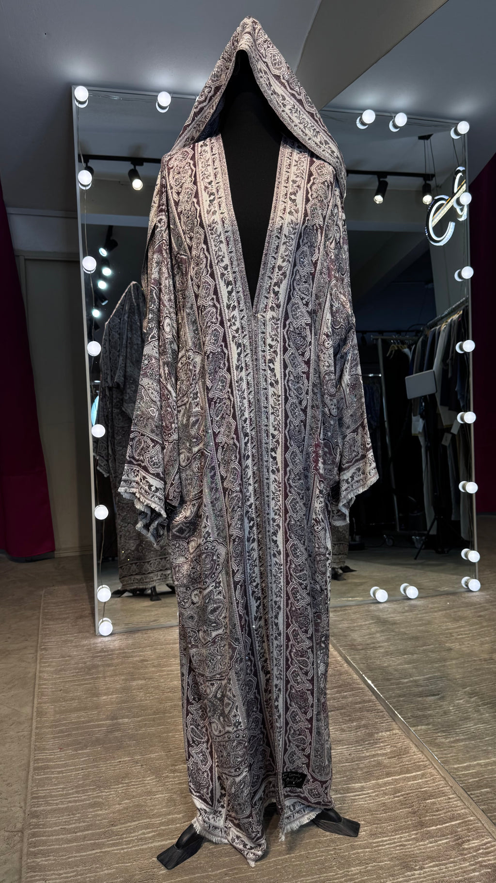 Pashmina Robe with Hijab – 2 Piece- Wine