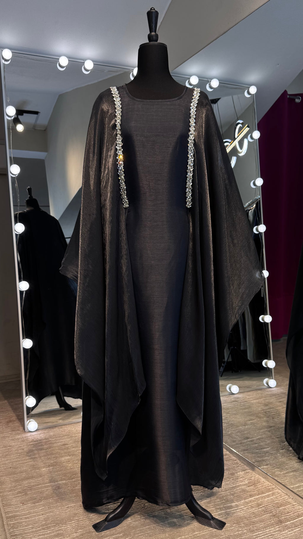 Slip Organza Farasha with Hijab – 2 Piece - Black