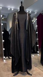 Slip Organza Farasha Abaya with Hijab – 2 Piece - Black