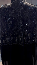 Cape Abaya Set with Hijab –Sequin, Nida & Chiffon - Black