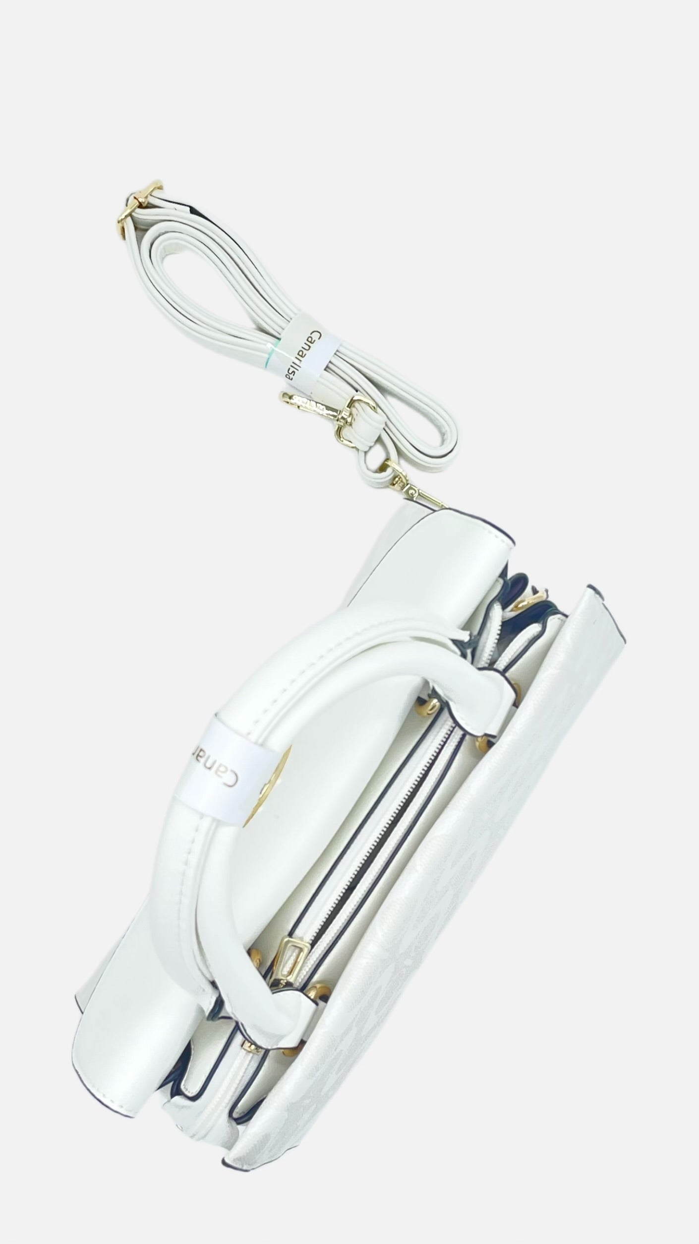 CanarLisa Pure White Handbag with shoulder strap