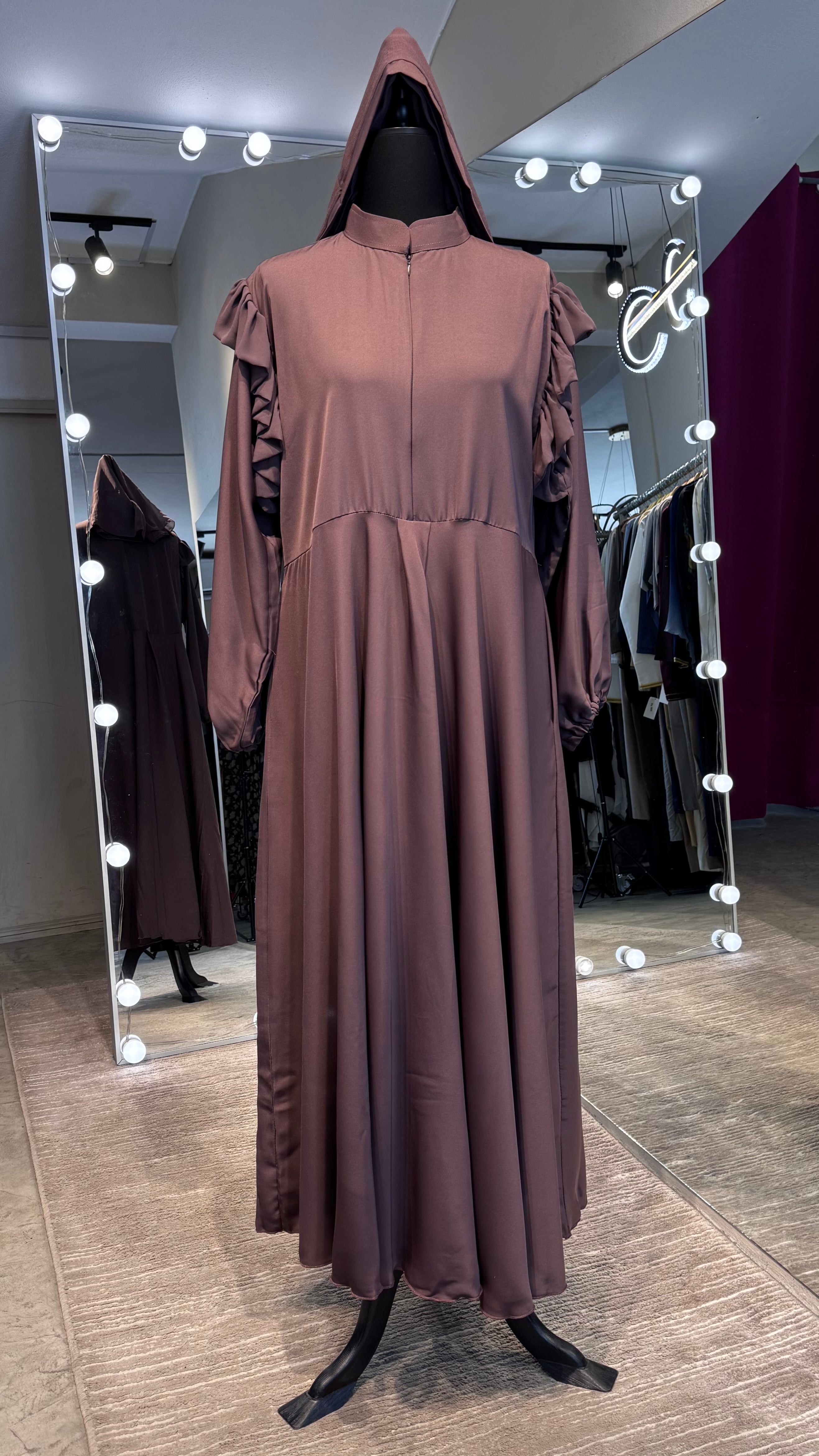 Turtle neck Umbrella Abaya-Dusty Purple