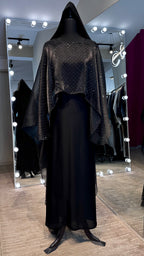 Cape Style Abaya Set with Hijab – Nida & Organza- Black