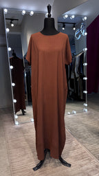 CY Crinkle Short Sleeve Inner Dress- Brown