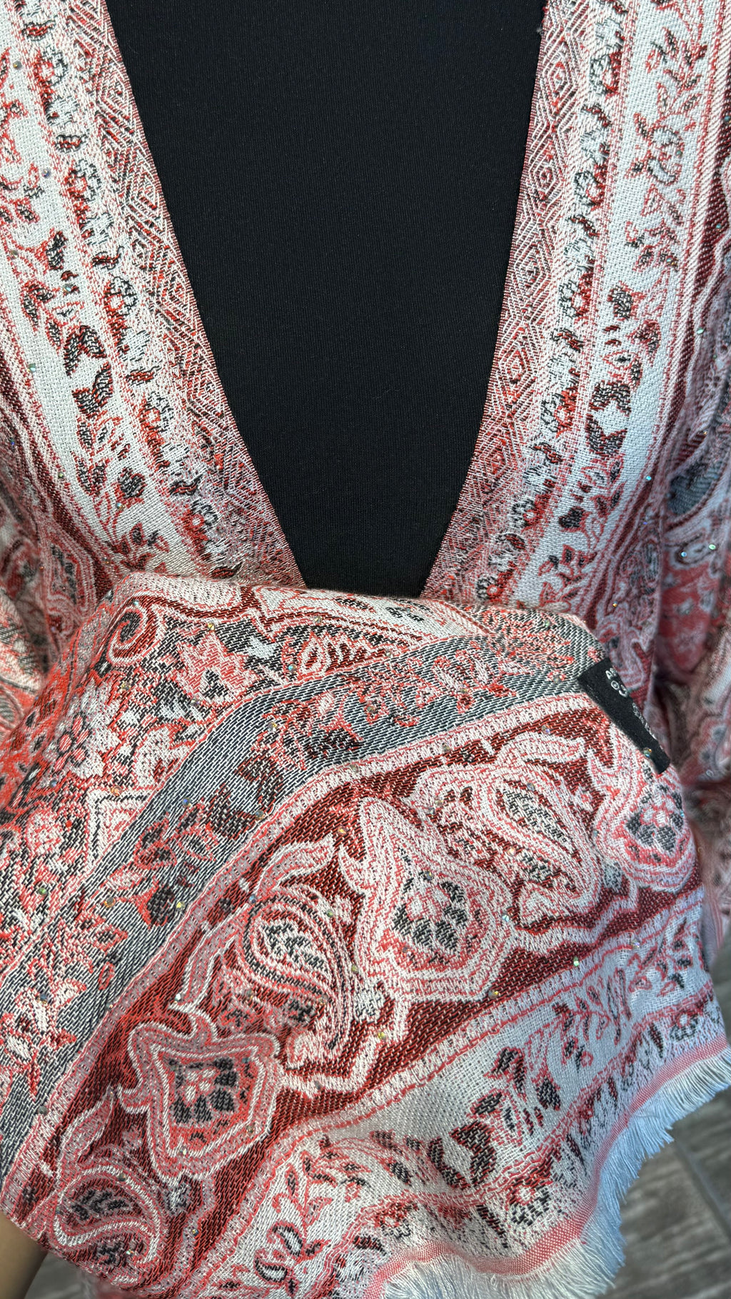 Pashmina Robe with Hijab – 2 Piece- Red-Orange
