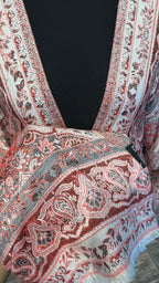 Pashmina Robe Abaya with Hijab – 2 Piece- Red-Orange