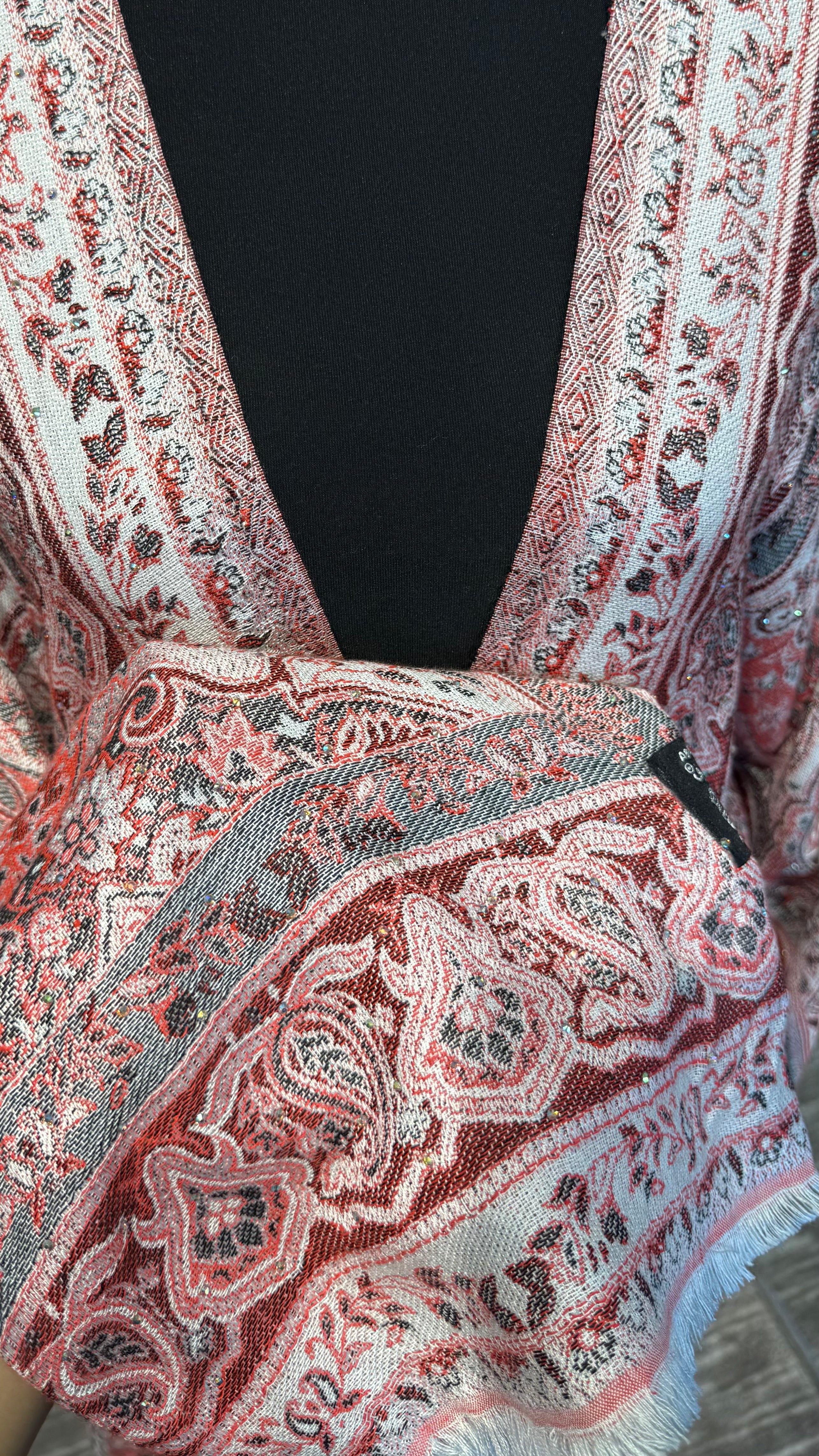 Pashmina Robe with Hijab – 2 Piece- Red-Orange