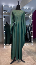 One Side Farasha Abaya Set with Hijab - Green