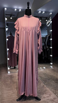 Turtle neck Umbrella Abaya- Baby pink