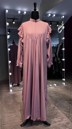 Turtle neck Umbrella Abaya- Baby pink