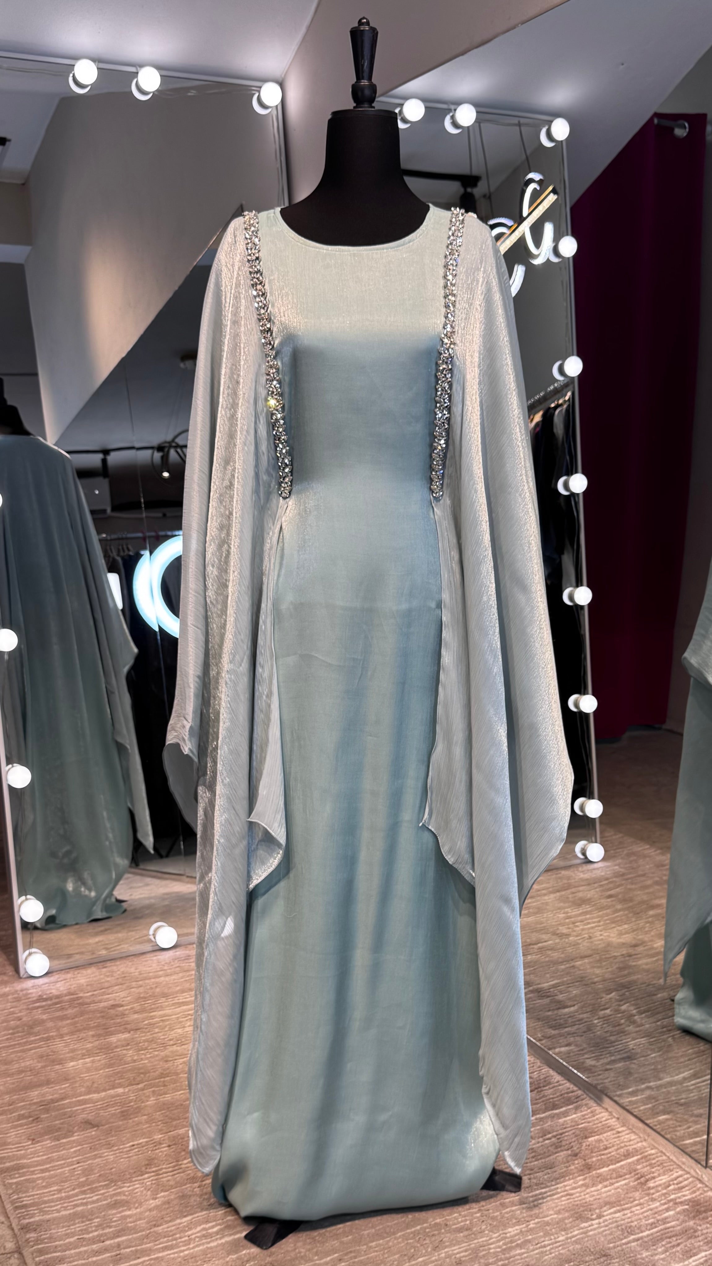 Slip Organza Farasha with Hijab – 2 Piece Sky Blue