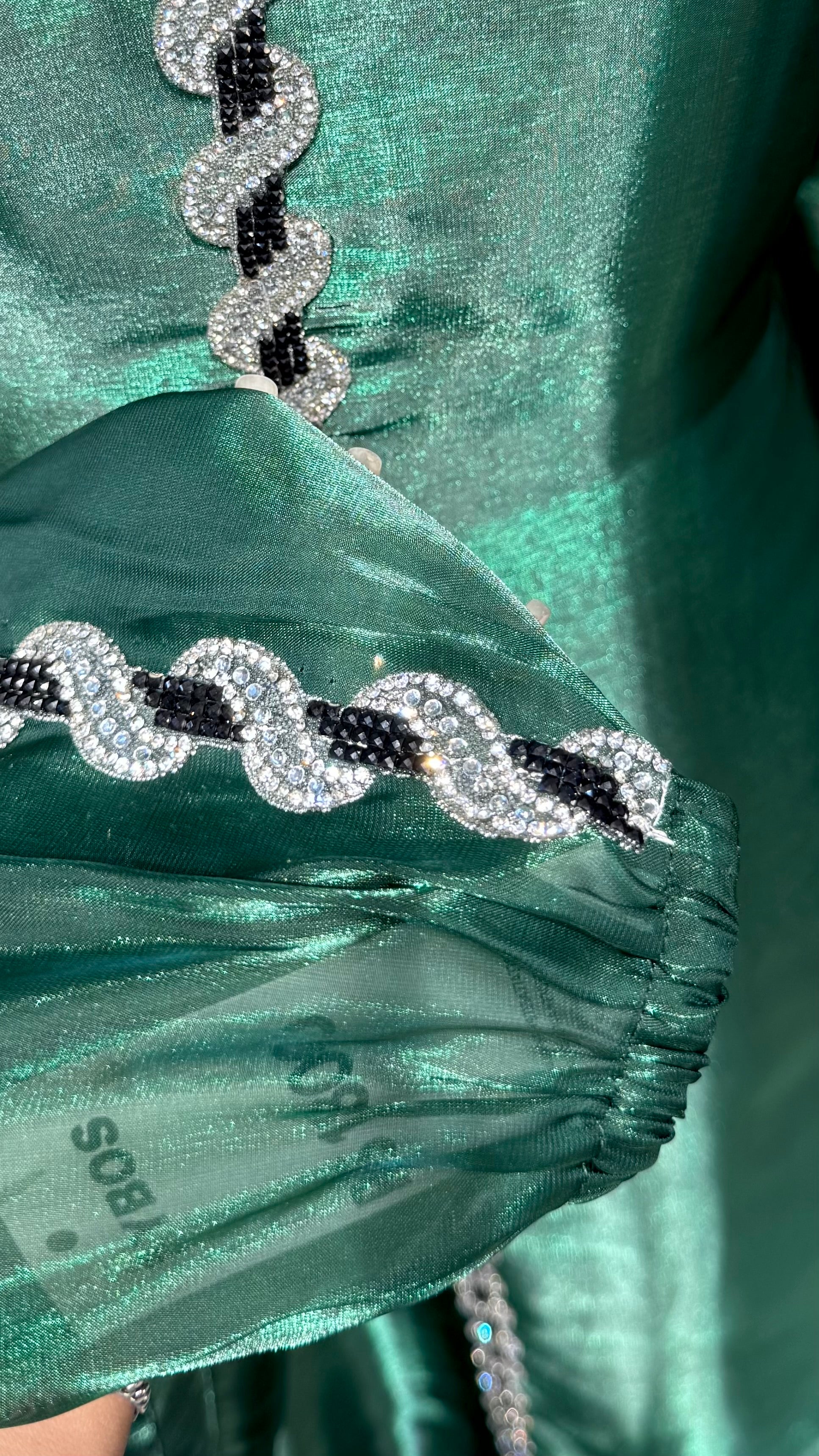 Glass Organza Farasha 3pcs set- Emerald Green